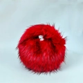 Y2K punk style red faux fur handbag featuring long plush material and black tip accents - Red