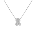 Silver letter R bubble pendant necklace with sparkling cubic zirconia on a box chain - Letter R / Silver
