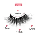 Dense synthetic false eyelashes model D1609 with length from 16mm to 19mm in pink box - Model D1609