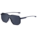 Steampunk irregular sunglasses in matte black polygon frame with dark grey lenses - Matte Black Gray