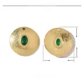 Detaillierte Maßtabelle für 19mm Edelstahl-Goldanhänger mit grünem Glasstein-Einsatz - VG440 Gold Rund Grüner Edelstein