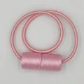 Pink braided magnetic curtain tieback with cylindrical clips for home window decor - Pink