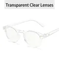 Retro transparent round frame sunglasses with clear lenses in a minimalist finish - Transparent White