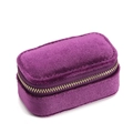 Purple velvet travel jewelry box with golden metal zipper and compact rectangular design - Purple