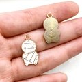 Golden alloy mummy charms with white enamel finish for DIY jewelry necklaces - White Mummy