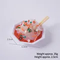 Miniature food keychain pendant featuring a realistic cold noodle bowl and chopsticks - Spicy Cold Skin Noodles - Octagonal Bowl - No Keychain