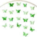 3D green gradient butterfly paper mobile garland with natural wooden ring hanging - Small / Gradient Green
