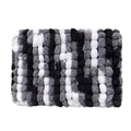 Handgefertigte grobe Strickdecke aus Chenille mit schwarz-weiß-grauem Streifenmuster - 25*100cm / Panda