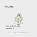 Detailed view of a 9mm daisy flower charm in stainless steel with measurement scale - NXC043S-Small Daisy (Silver Edge)