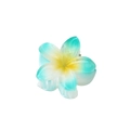 Sweet 4cm plumeria hair claw clip with cyan and yellow gradient tropical floral design - Gradient Blue - 4cm