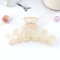 Matte wavy hair claw clip in creamy beige with smooth acrylic finish and metal spring - Beige