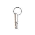 Silver aluminum survival whistle with portable key ring for emergency training - Silver