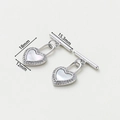 Silver OT toggle clasp with heart shape mother of pearl and 18mm jewelry connector - Platinum White Shell Heart Lock OT Clasp - 2Pcs/Pack