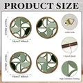 Set of 4 geometric circular wooden wall art with 19cm diameter and HD printed wood grain - 4-Piece Set of Circular Geometric Green Forest Style (Y24Y51261_Q)