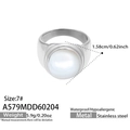 Silver stainless steel ring with large white round pearl in a size 7 variant - US 6 / Steel White Shell Ring