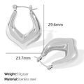 Orecchini geometrici a V in acciaio al titanio argento con design cavo vintage francese - Argento