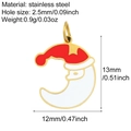 Christmas Santa on moon stainless steel pendant charm in gold and red finish - Santa Moon (G29)
