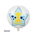 22 inch light blue striped foil balloon with gold 1st Birthday star design for baby boy - 22 Inch 1st Birthday Blue