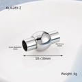 Silver stainless steel spacer bead model KLJ6289-Z with 3mm bore and high-gloss finish - Magnetic Cord Clasp 1 (KLJ6289-Z)
