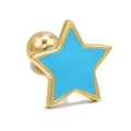 Star-shaped gold screw back stud earring with sky blue enamel finish for cartilage piercing - Blue Pentagram