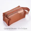 Portamonete in rete di nylon marrone caramello con etichetta He chooses 11x7x5cm - 11x7x5cm / Marrone Caramello