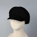 Detailed texture of black cloud newsboy cap with wide brim on mannequin head - M (56-58cm) / Black