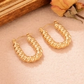 Boucles d'oreilles créoles torsadées dorées en acier inoxydable en forme de U vintage - Style U Corde Torsadée (WGXA003505506B)