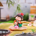 Figurine de jeune fille en résine style dynastie Tang jouant du luth sur lotus - Jouer du luth