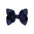 Dark blue 4.13 inch grosgrain ribbon bow hair clip with textured fabric for girls - Dark Blue