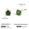 Gold Green Round Gemstone Stud Earrings (JDE0212023-5)
