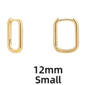 Polished 12mm small golden rectangular hoop earrings with rounded corners in a minimalist style - U-Shape 12mm