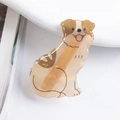 Molletta per capelli a forma di cane in acetato marrone e bianco effetto perlato - Stile Cane Patchwork Marrone (D15 -2-6)