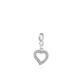 S925 Sterlingsilber Hohlherz-Anhänger mit funkelndem Zirkonia-Pavé-Besatz - 925er Silber / 925 Sterling Silber (RHN1137)