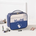 Portable navy blue medical bag in durable leather with clear PVC window and top handle - Large / Transparent Blue