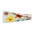 Floral print wide yoga headband with yellow and orange blossoms on white fabric - Bright Orange Red Floral