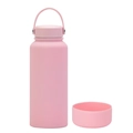 Pink 1L insulated stainless steel sports flask with matte finish and silicone boot - 1 L / Light Pink