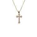 Collana da donna con croce dorata e zirconi scintillanti incastonati su sfondo bianco - Croce Pavé / Oro