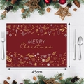 Close-up of 45cm Christmas placemat with reindeer and snowflake prints on wood background - Style 3 (Gold Illustration/Elk Antlers) / 32*45cm