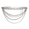 Meerlagige zilveren tailleketting met strass voor jurken, verstelbare metalen lichaamsketting - Zilver