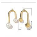 Detailed size parameters for U-shaped gold earrings with natural white pearls - VG409x3 Gold U-shape with Natural Pearl