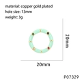 Macro detail of mint green enamel pendant with multi-color stones and 20mm dimensions - Pale Green (P07329)