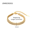 Pulsera de doble capa en acero dorado de 18K con circón blanco y cadena ajustable - Dorado