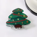 Sparkly green Christmas tree hair claw clip with festive red and gold glitter accents - Christmas Tree