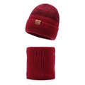 Winter knitted hat and neck gaiter set in deep red gradient with warm fleece lining - One Size / Red