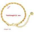 Golden stainless steel rope chain bracelet with 3.8mm width and 7.6g weight specs - Bracelet / Gold