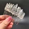 Haarkamm aus Silberzweigen mit rohen klaren Kristallpunkten und Details aus Metall - Weißer Kristall + Zweig