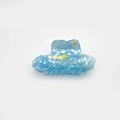 Pinza per capelli blu in acrilico con motivo a stella gialla e trama marmorizzata - 8cm / Celeste