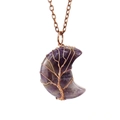 Handmade copper wire wrapped purple amethyst moon tree of life pendant necklace - Antique Copper + Amethyst (Small)