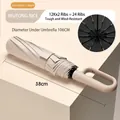 24-rib windproof manual folding umbrella in champagne beige with 106cm canopy - 24-ribbed 12k Double-ribbed Enlarged Ring Buckle Umbrella Diameter 106cm - Wutong Rice / Gift Box Not Included
