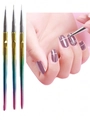 Set of 3 gradient metal handle nail liner brushes with ultra-fine tips for nail art - Dazzling Multicolor Liner Brush / 3pcs